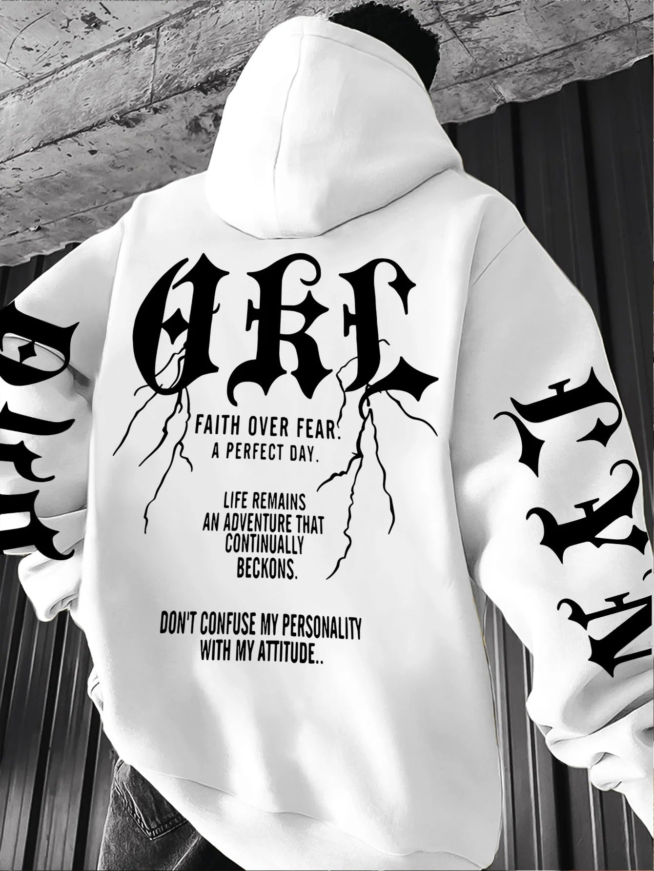 Gothic Font Versatile Street Men Women Pullover Hoodie Casual Loose Sport Hip-hop Y2K Autumn Winter Adult Sweatshirt Top Clothes
