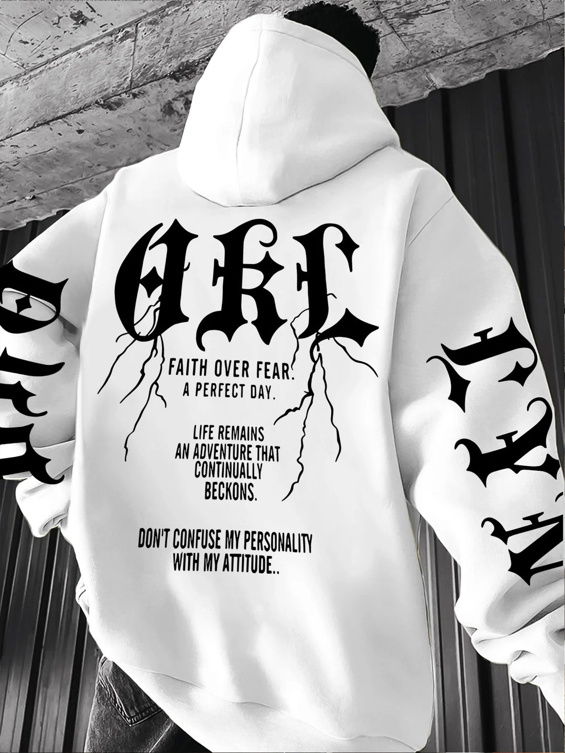 Gothic Font Versatile Street Men Women Pullover Hoodie Casual Loose Sport Hip-hop Y2K Autumn Winter Adult Sweatshirt Top Clothes
