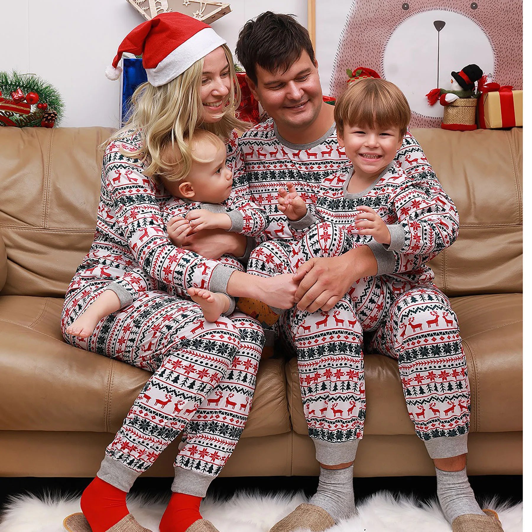 Mother Daughter Father Son Family Look Outfit Baby Girl Rompers Sleepwear Pyjamas Christmas Family Matching Pajamas