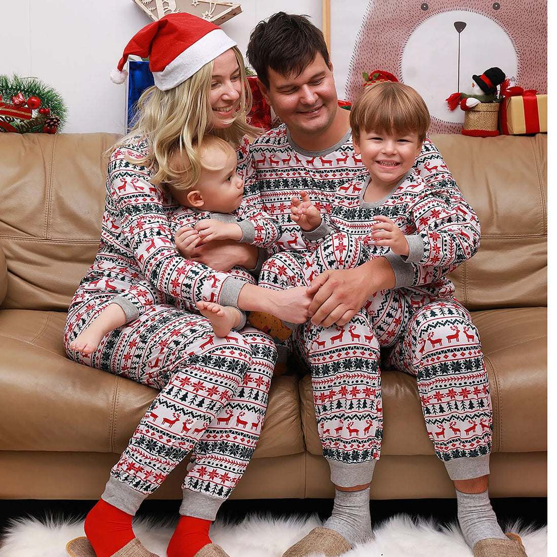 Mother Daughter Father Son Family Look Outfit Baby Girl Rompers Sleepwear Pyjamas Christmas Family Matching Pajamas