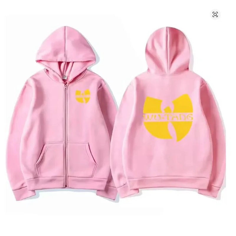 Hip Hop Années 90 Wu Clan T-Tangs Graphics Hoodie Men Women's Punk Zip Up Jacket Long Sleeve Fleece Gothic Coat Loose Streetwear