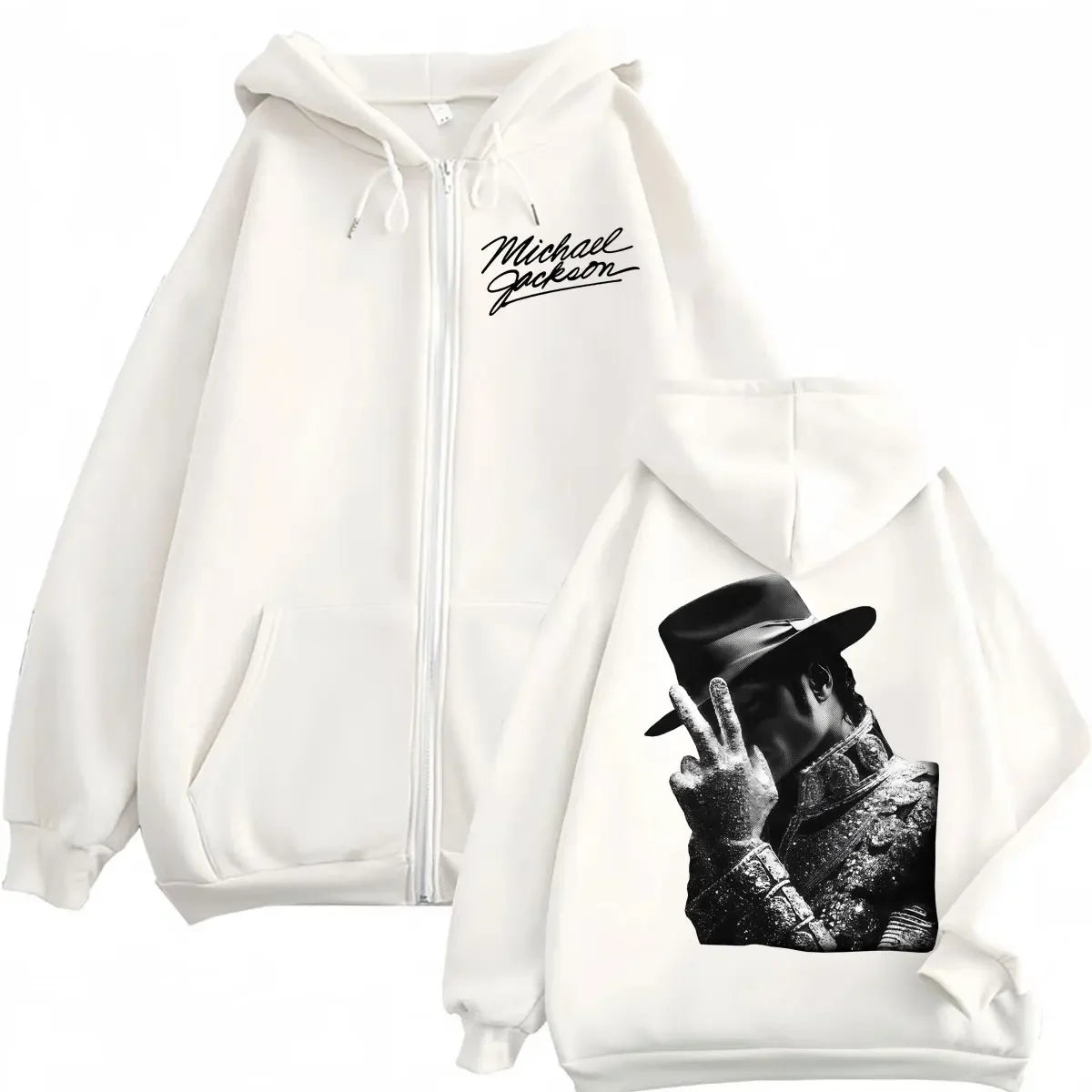 90's Classics Michael Jackson Merch Zipper Hoodie Men Women Fashion Rock Zip Up Pullovers High Quality Fleece Hooded Sweatshirts