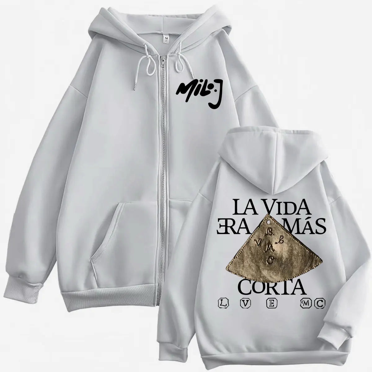 Rapper Milo J La Vida Era Mas Corta Merch Zipper Hoodie Fashion Hip Hop Zip Up Sweatshirt Men's Women's Casual Fleece Pullovers