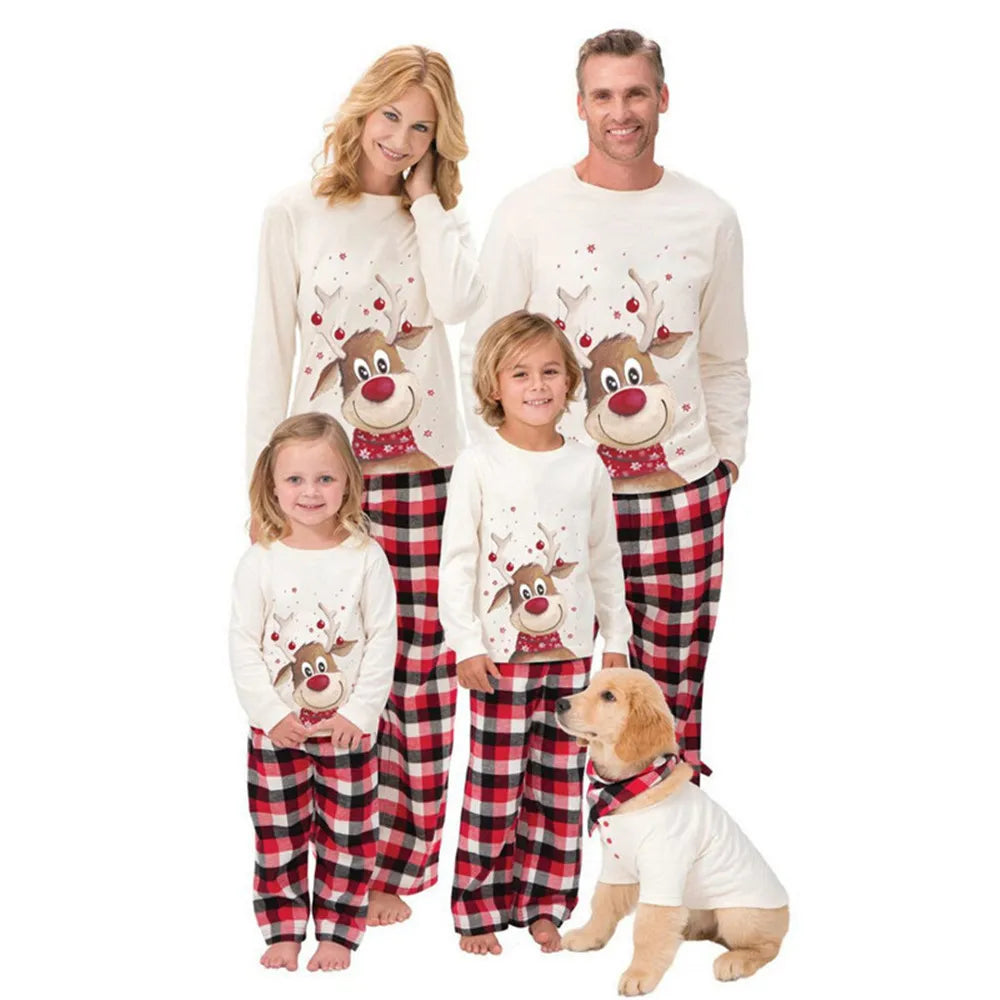 New Family Christmas Pajamas Mom Dad Kids Matching Clothing Set Baby Romper Pjs Soft Loose 2 Pieces Suit Homewear Xmas Look