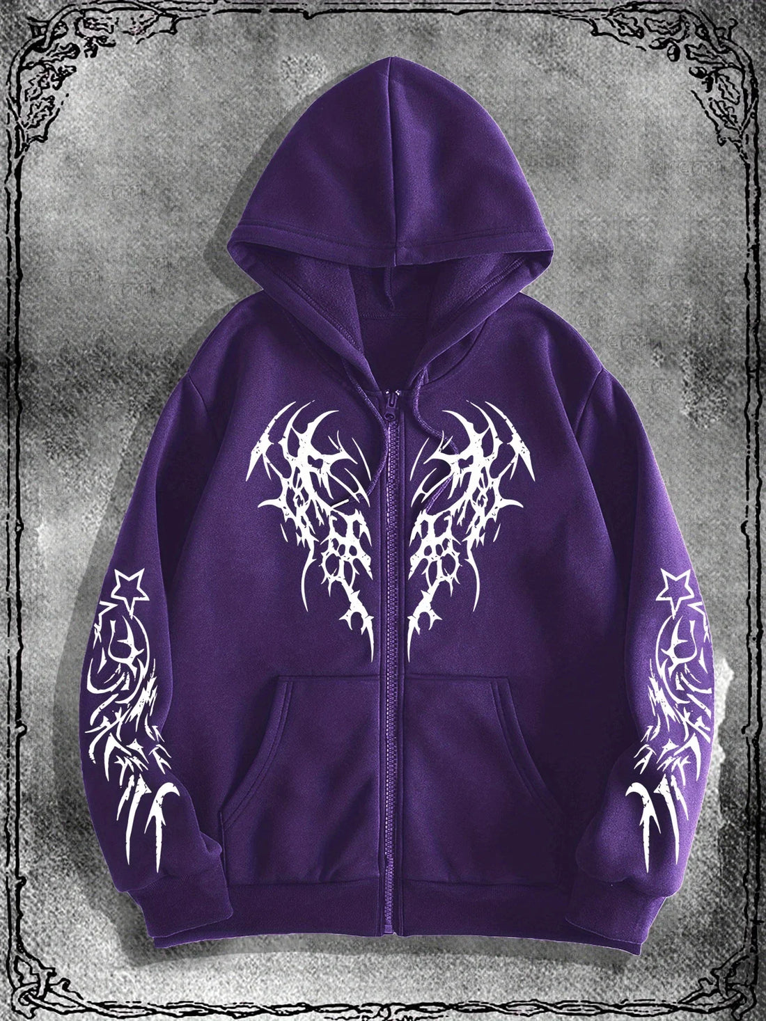 The High Street Hoodie Men Zip Up Long Sleeve Loose Jacket Printed Coats Casual Hooded Sweatshirt Y2K Fashion Clothes