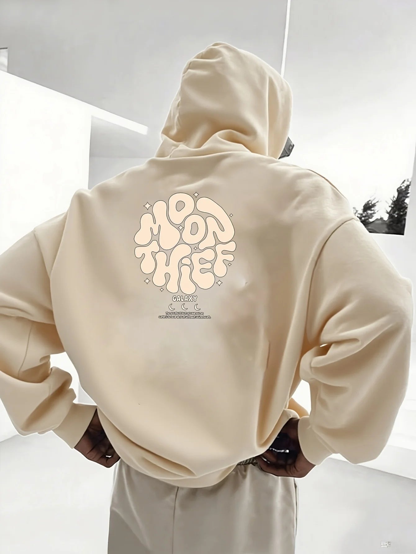 Men Autumn Winter Fleece Lined Hoodie Fashion Graphic Print Sleeve Sweatshirt Casual Sports Versatile Loose Hooded Pullover Tops