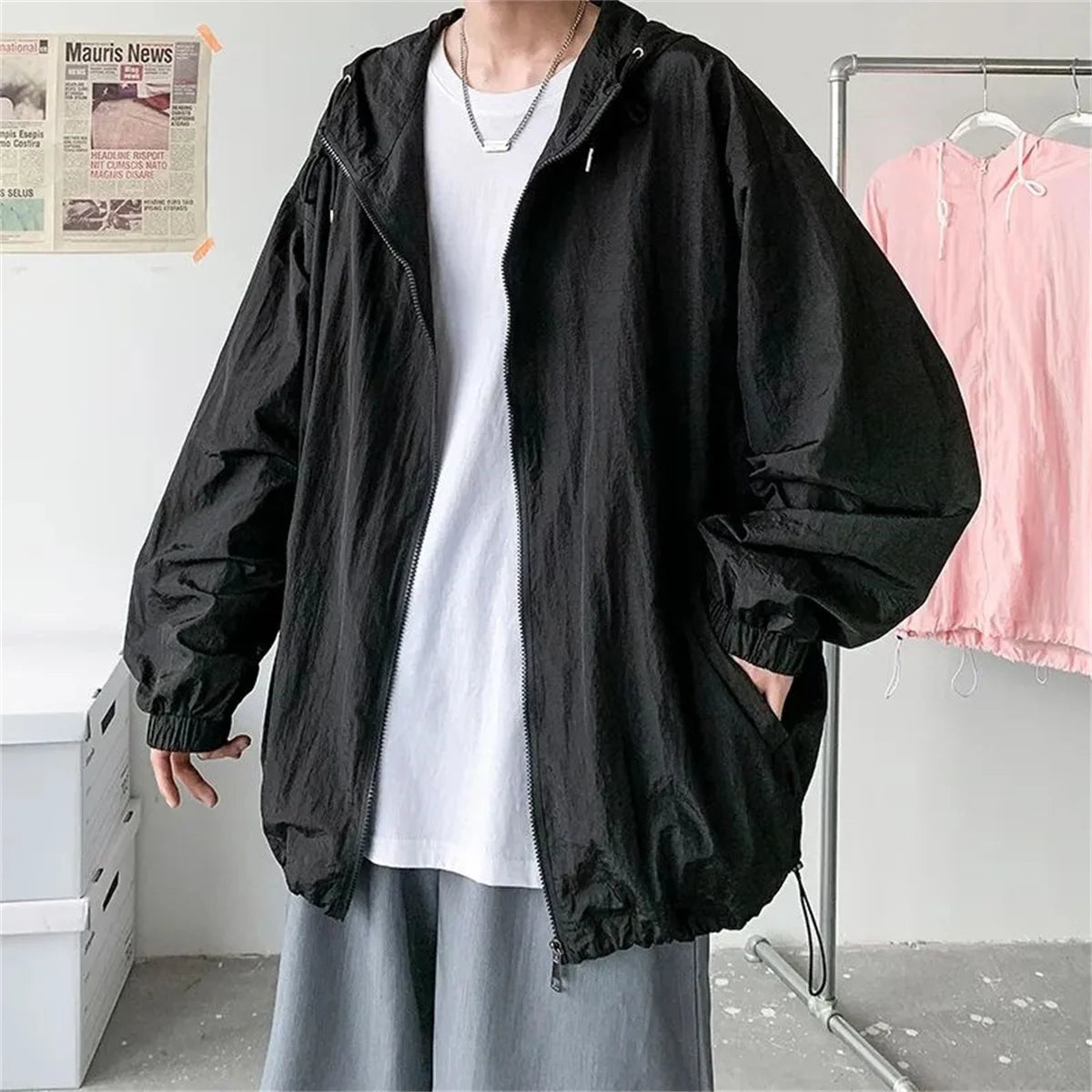 Men's Fashion New Clothing Modest Cover Up Summer Lightweight Breathable Loose Fit Outdoor Office Appropriate Sun Protection
