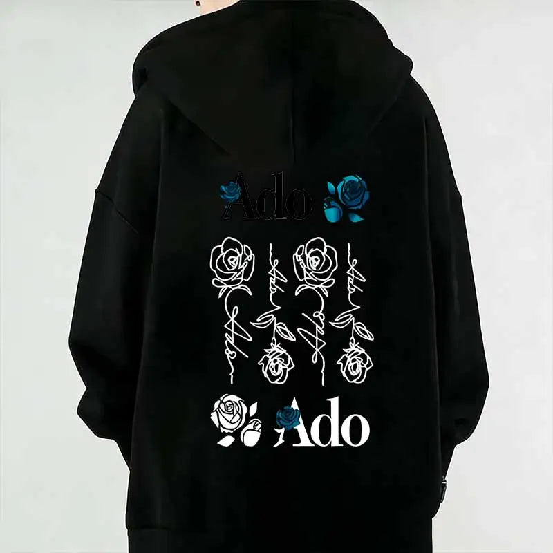 2026 Ado Graphic Printed Zipper Hoodies Autumn Winter Men Women Casual Fashion Harajuku Y2K Fleece Long Sleeve Zip-Up Hoodies