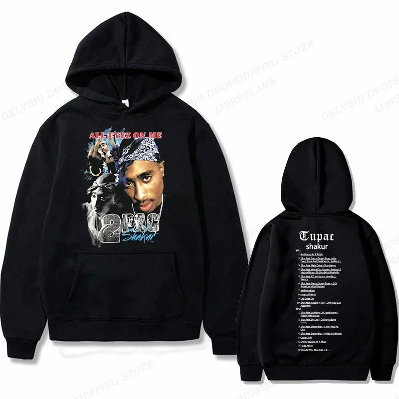Tupac 2pac Graphic Hoodie Men Clothing Fashion Oversized Hip Hop Comfortable Autumn Winter Sweatshirt Male Casual Fleece Hoodies