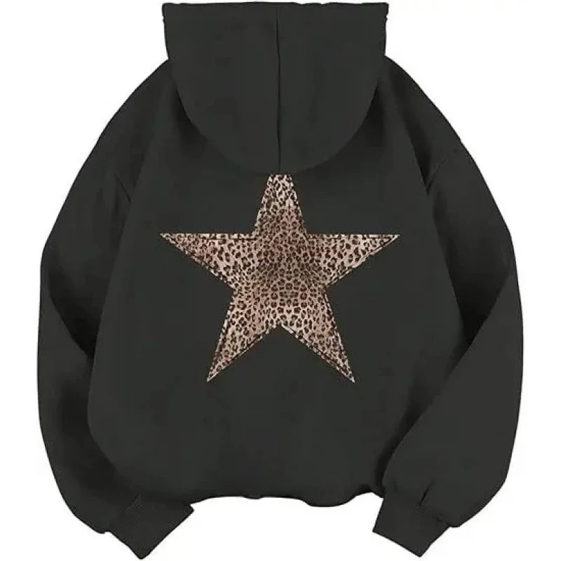 2025 Star Graphic Hoodies Y2k Leopard Print Hooded Sweatshirt Cheetah Hoodie Fashion Casual HipHop Harajuku Unisex Pullover