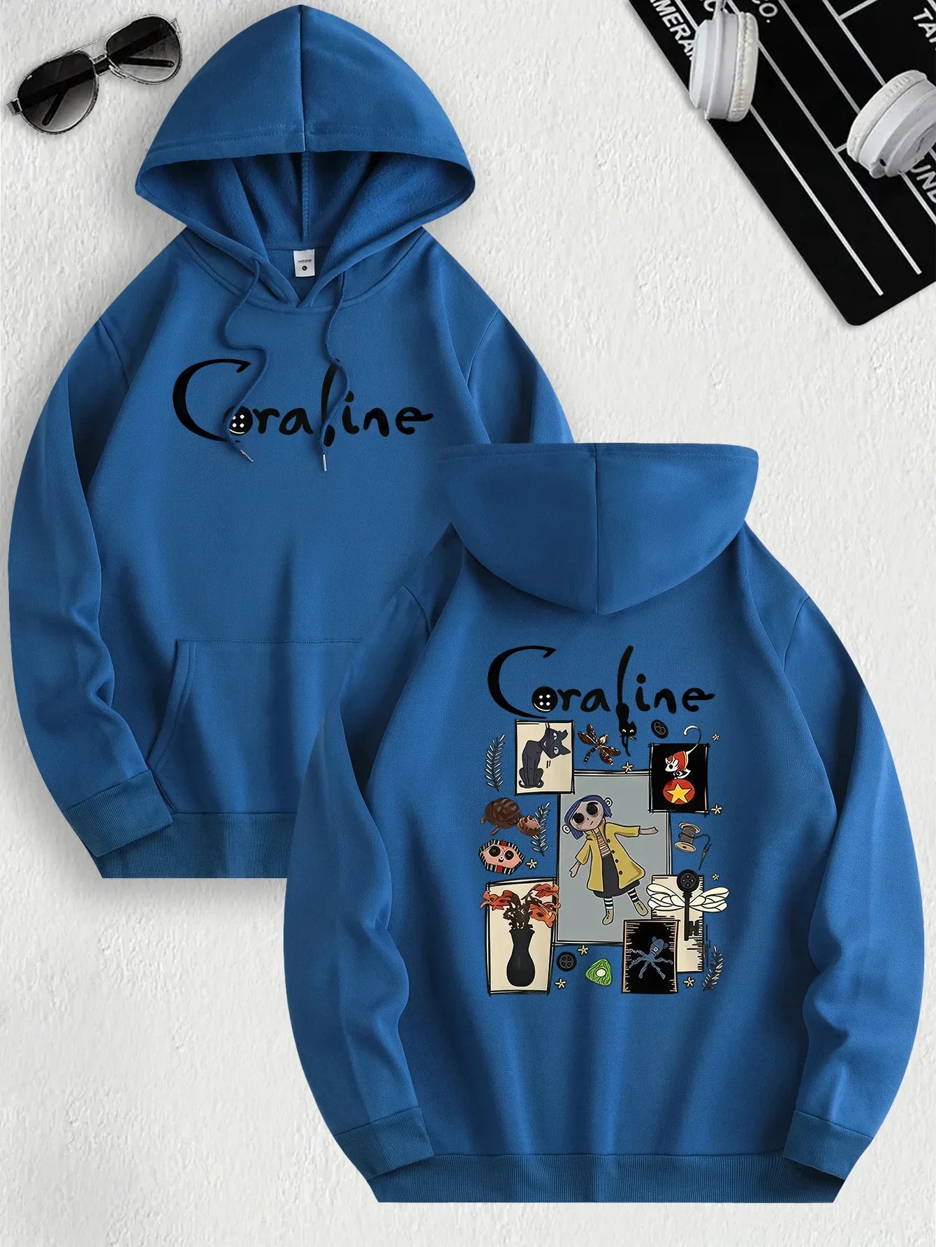 Coraline Inspired Casual Hoodie Men's and Women's Long Sleeved Regular Fit Hooded Pullover with Slight Elasticity