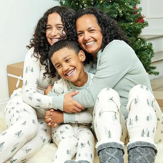 Holiday Outfits Pyjamas Christmas Tree Print Family Pajamas Set Adults Kids Matching Outfits Baby&Dog Romper 2 Pcs Suit Homewear