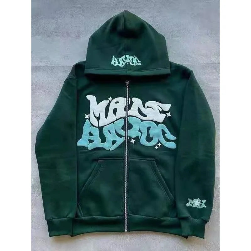 Hoodies Men's Sweatshirt 2026 Street Fashion Gothic Punk Hip-Hop Zipper Print Hooded Sweatshirt Hoodie Sweatshirt Man's Clothing