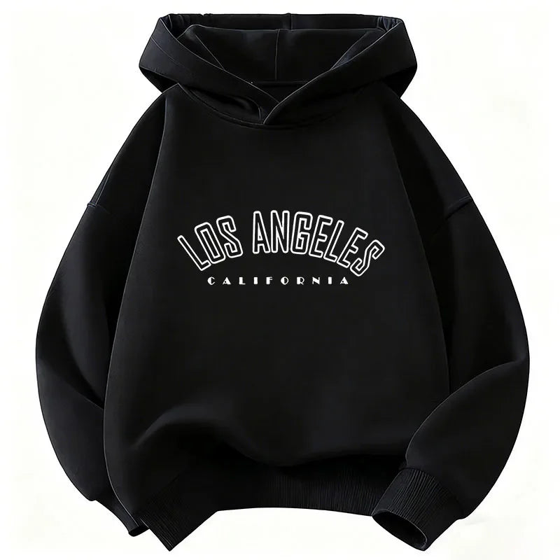 Fall children's casual hooded sweatshirt, fashionable and trendy Los Angeles letter print comfortable and breathable coat top
