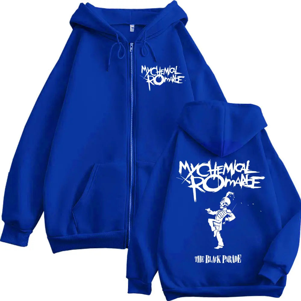 Rock Band My Chemical Romance Merch Zipper Hoodie The Black Parade Album Zip Up Sweatshirt Men's Women's Fashion Retro Pullovers