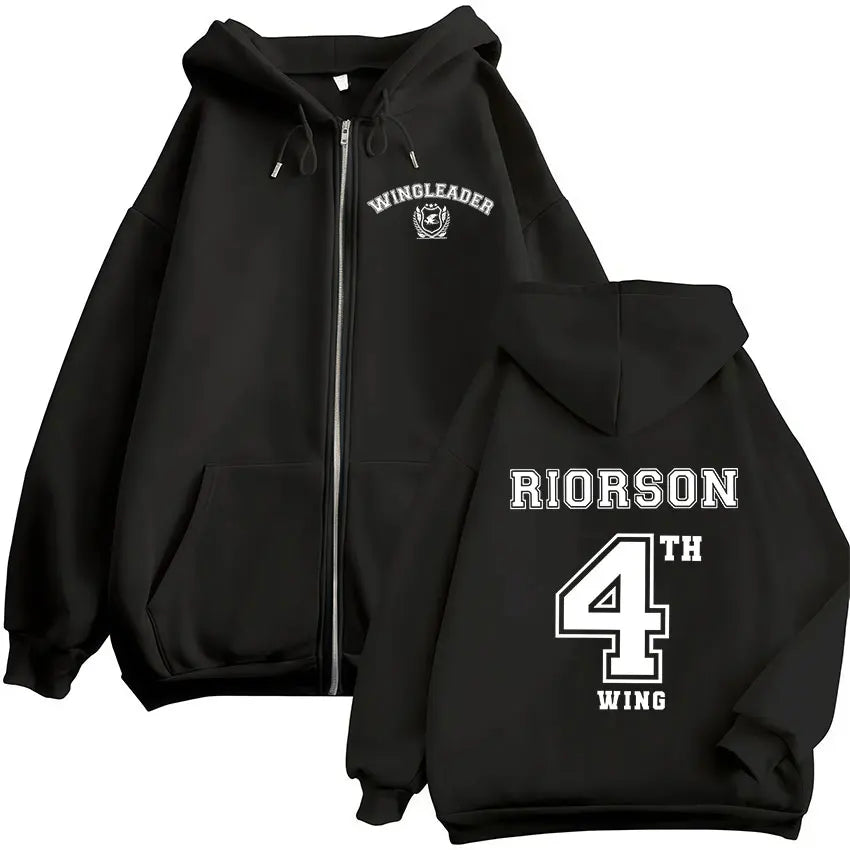 Wing Leader Xaden Riorson Zip Up Hoodie Basgiath War College Fourth Fans Coats Sweatshirt Men Women Casual Oversized Hooded