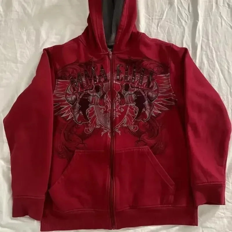 Y2K New American Tapout Zipper Hoodie Sweatshirt Men Hip Hop Letter Retro Graphic Embroidery Hoodie Jacket Clothes Streetwear