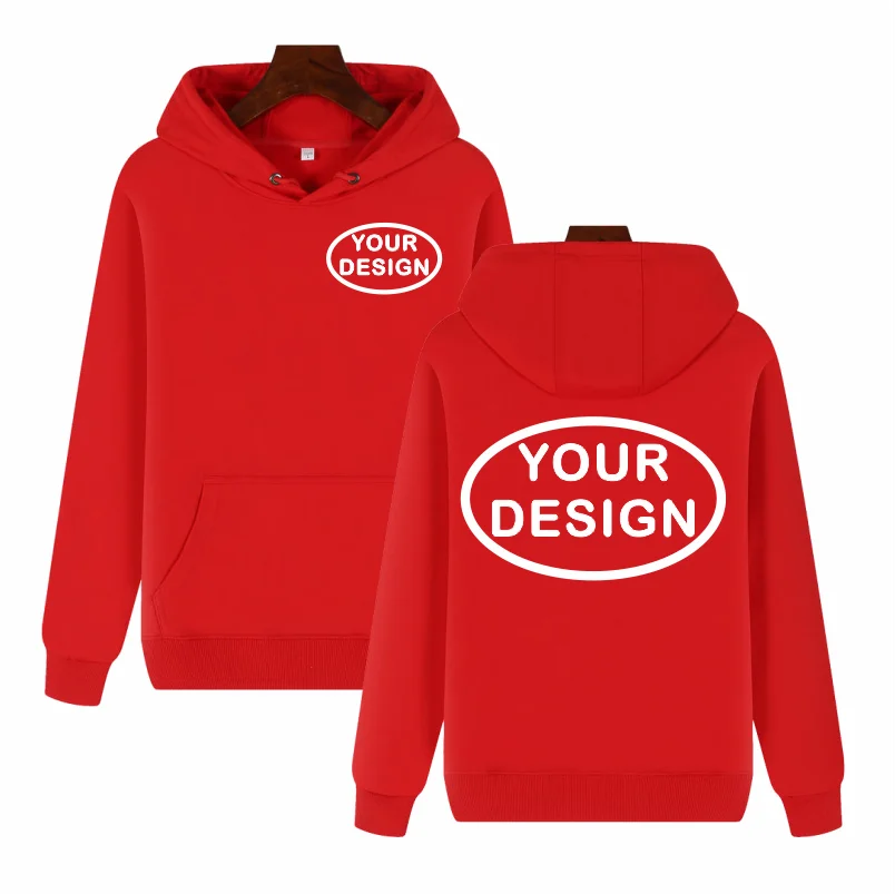 Customized Hooded Sweatshirt With LOGO Printing Embroidery Personalized Photos Casual 100% Pure Cotton And Plush Thick Pullover