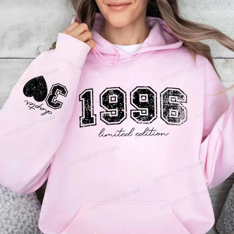 Fashion Womens Hoodies 30th Birthday Hoodies Sweatshirts Personalized Limited Edition 1996 Hooded Sweatshirts Vintage Clothes