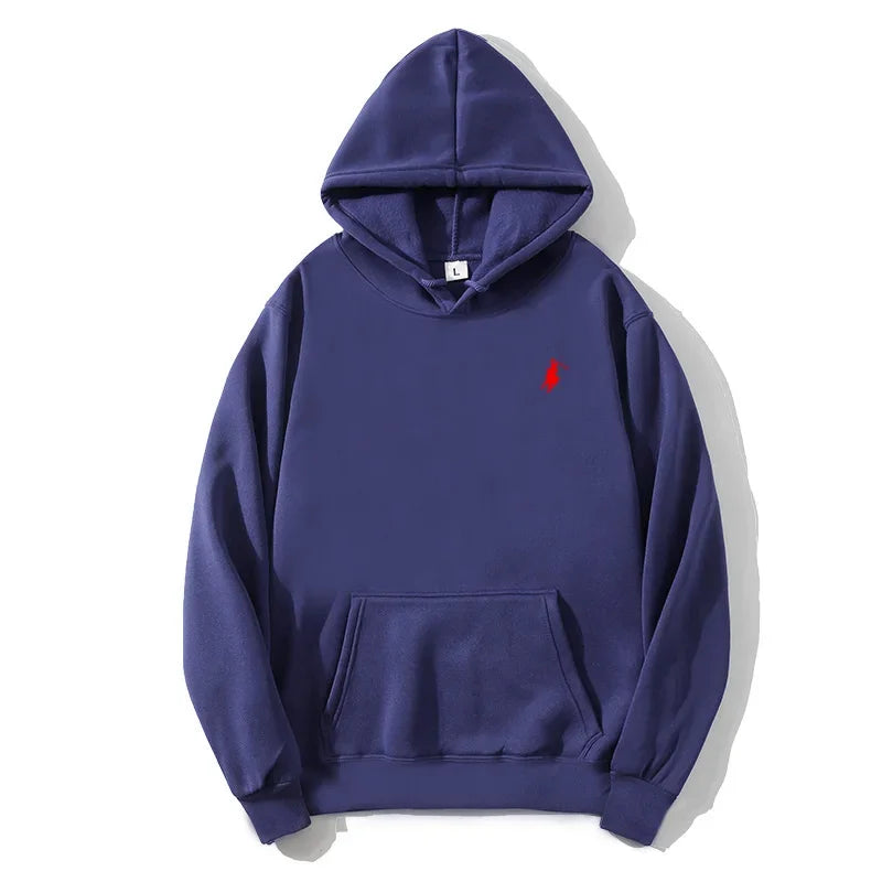 2026 polo print hooded sweatshirt for autumn and winter, suitable for both men and women, loose white couple's casual sweatshirt