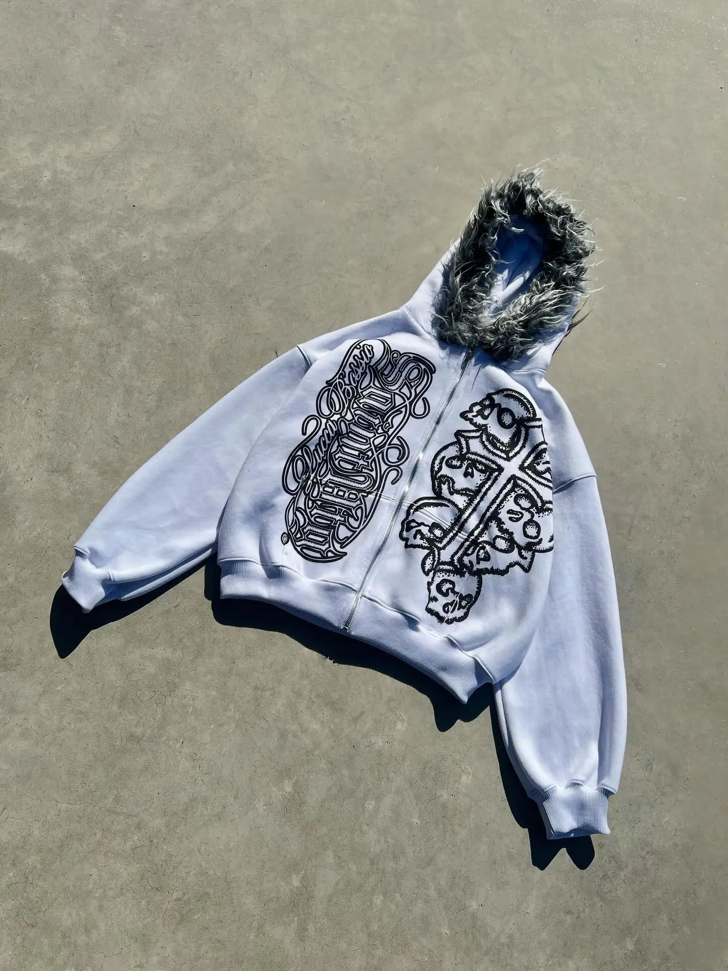 Y2K MMA Lint Sweatshirt Gothic Vintage Pattern Oversized Hooded ZipUp Sweatshirt Trend Men Women Fashion Casual Streetwear