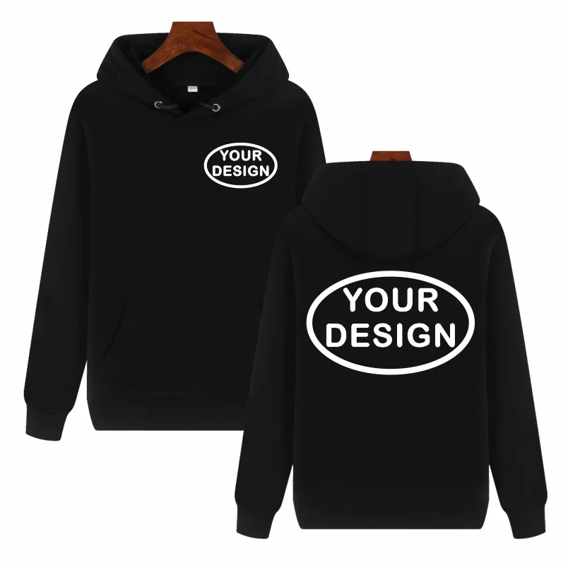 Customized Hooded Sweatshirt With LOGO Printing Embroidery Personalized Photos Casual 100% Pure Cotton And Plush Thick Pullover