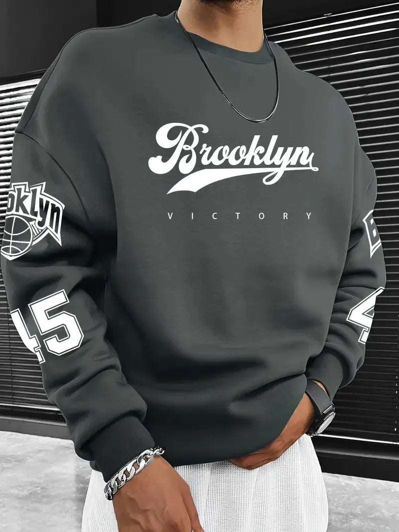 The new men's round-neck hoodie for Spring and Autumn 2025 features street fashion and soft 3D digital pattern printing