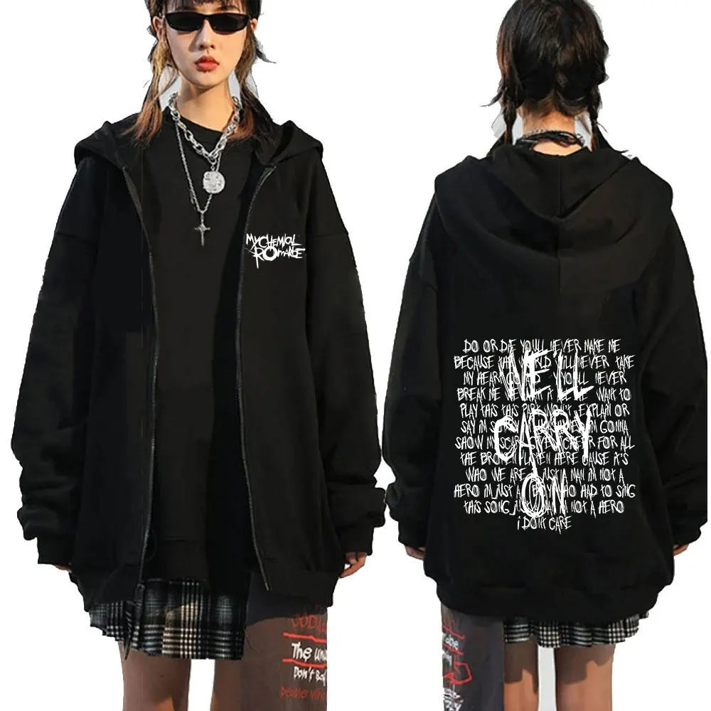 Rock Band My Chemical Romance Mcr Dead Zipper Hoodie Black Parade Punk Emo Zip Up Sweatshirt Men Fashion Vintage Hip Hop Hoodies