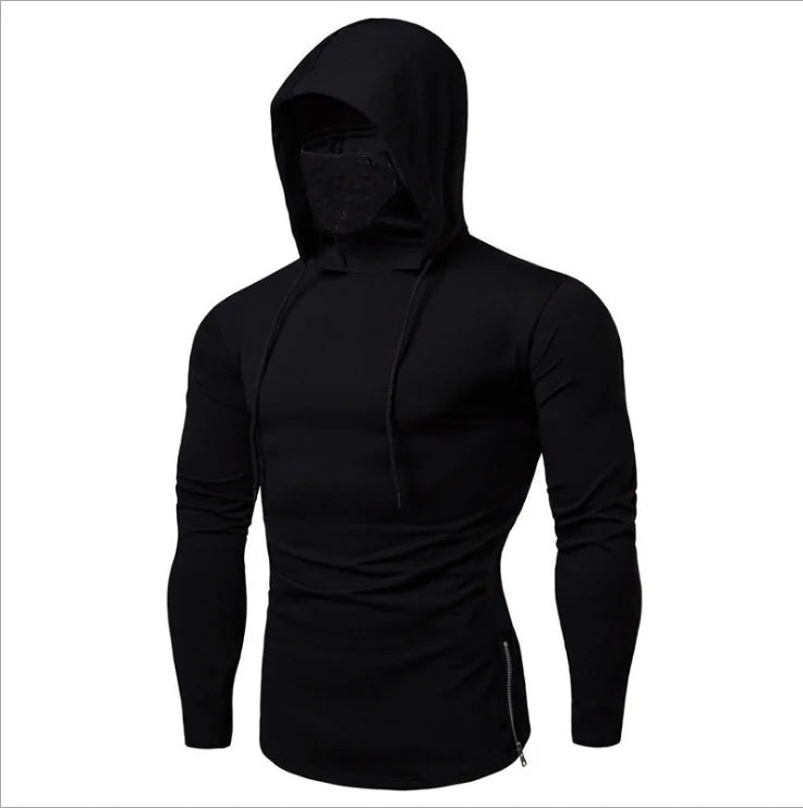 Balaclava Men Zip Hoodie Winter Warm Casual Sweatshirt Y2K with Hooded Face Mask Zipper Design Sports Jacket Outdoor Activities
