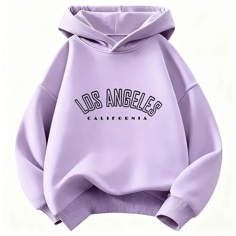 Fall children's casual hooded sweatshirt, fashionable and trendy Los Angeles letter print comfortable and breathable coat top