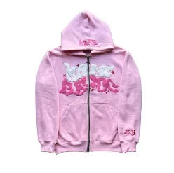 Hooded zipper hoodie with retro American-style letters, unisex, suitable for pairing with a millennial-style jacket