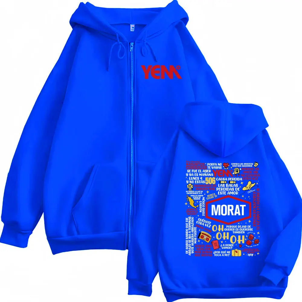Band Morat Asuntos Pendientes Yem Printed Zip Up Hooded Sweatshirts Men Women Fashion Vintage Comfort Zipper Hoodie Coats Jacket