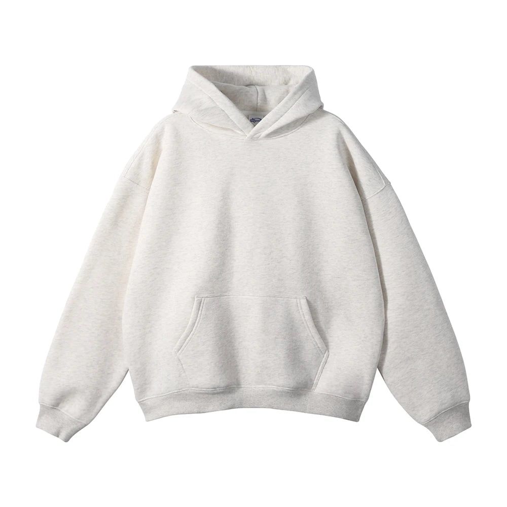 ZODF New Thick 350gsm Fleece Hooded Hoodies For Men Unisex Winter Oversized Loose Basic Solid Sweatshirts Pullovers Coats HY0631