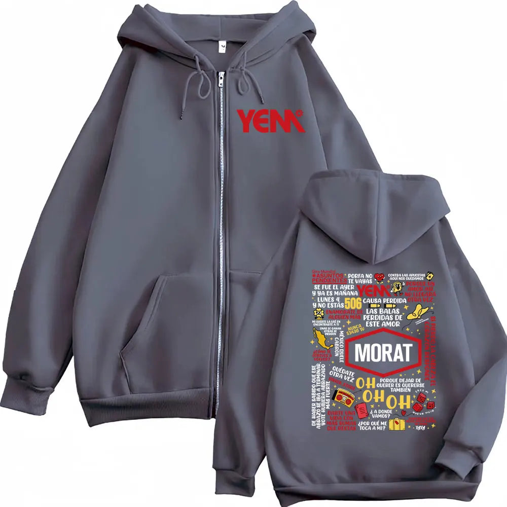 Band Morat Asuntos Pendientes Yem Printed Zip Up Hooded Sweatshirts Men Women Fashion Vintage Comfort Zipper Hoodie Coats Jacket