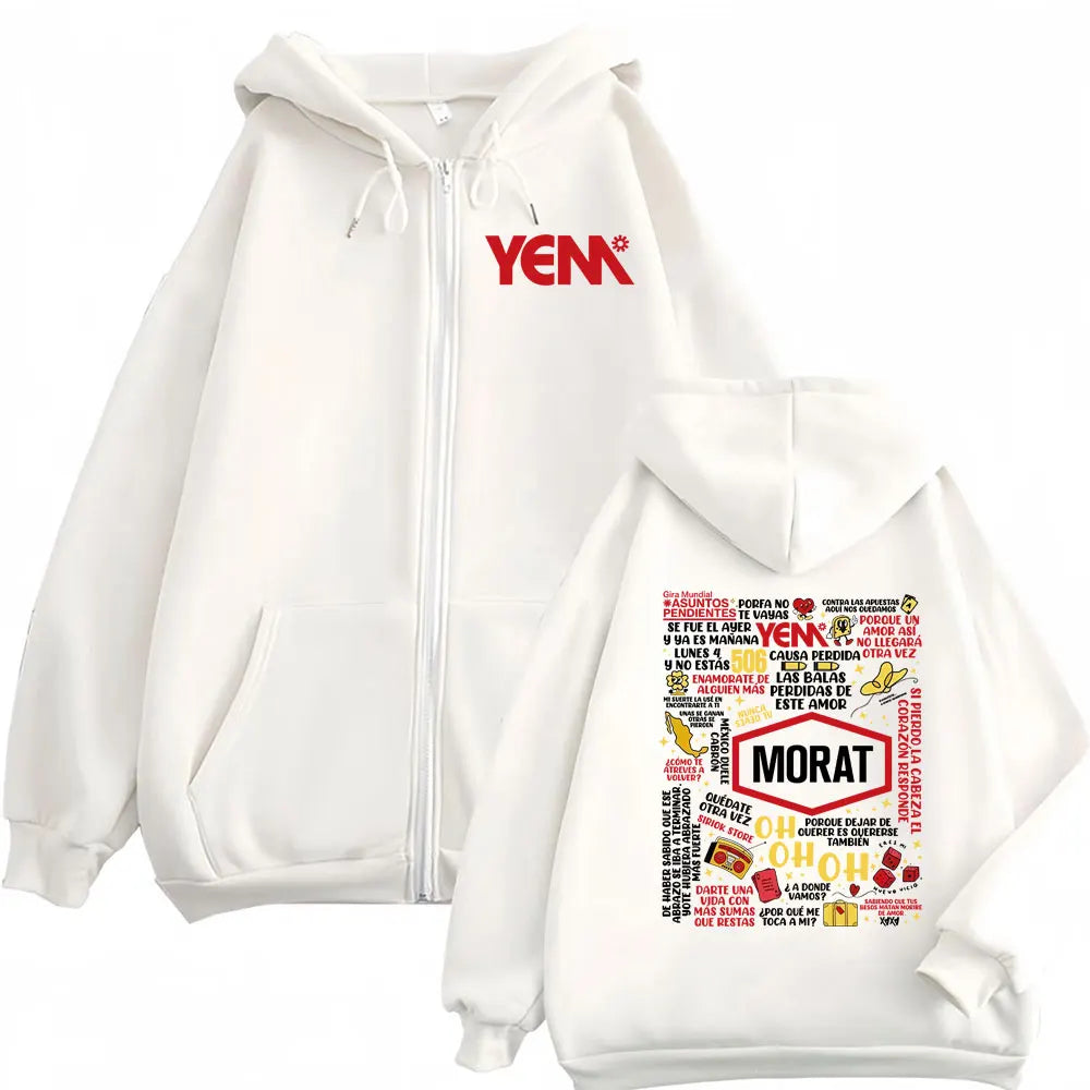 Band Morat Asuntos Pendientes Yem Printed Zip Up Hooded Sweatshirts Men Women Fashion Vintage Comfort Zipper Hoodie Coats Jacket