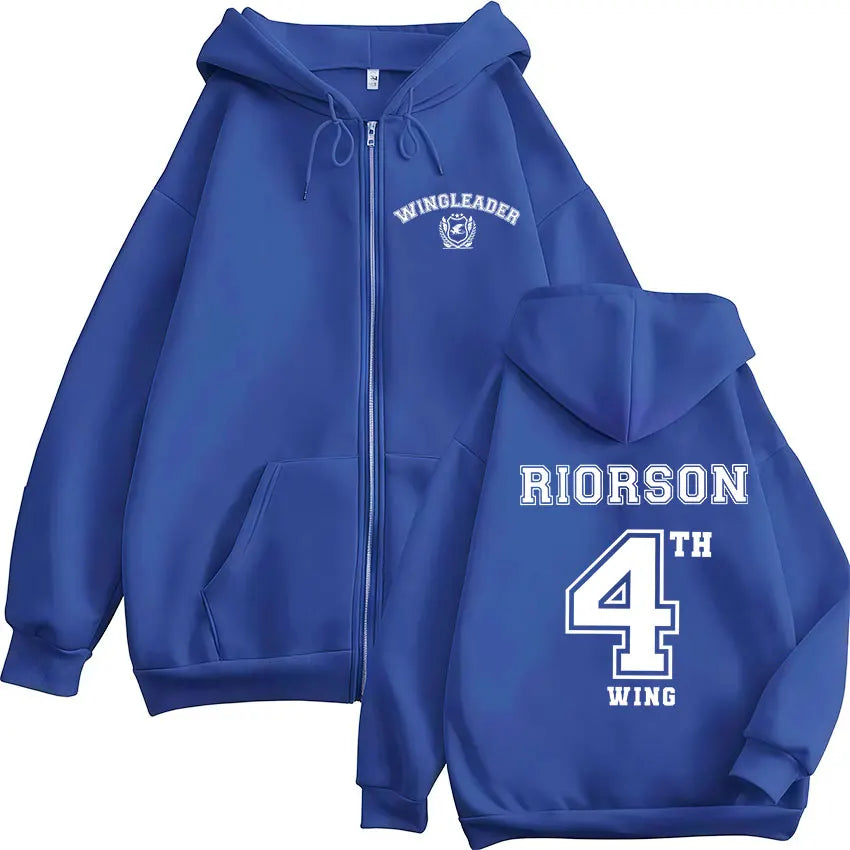 Wing Leader Xaden Riorson Zip Up Hoodie Basgiath War College Fourth Fans Coats Sweatshirt Men Women Casual Oversized Hooded