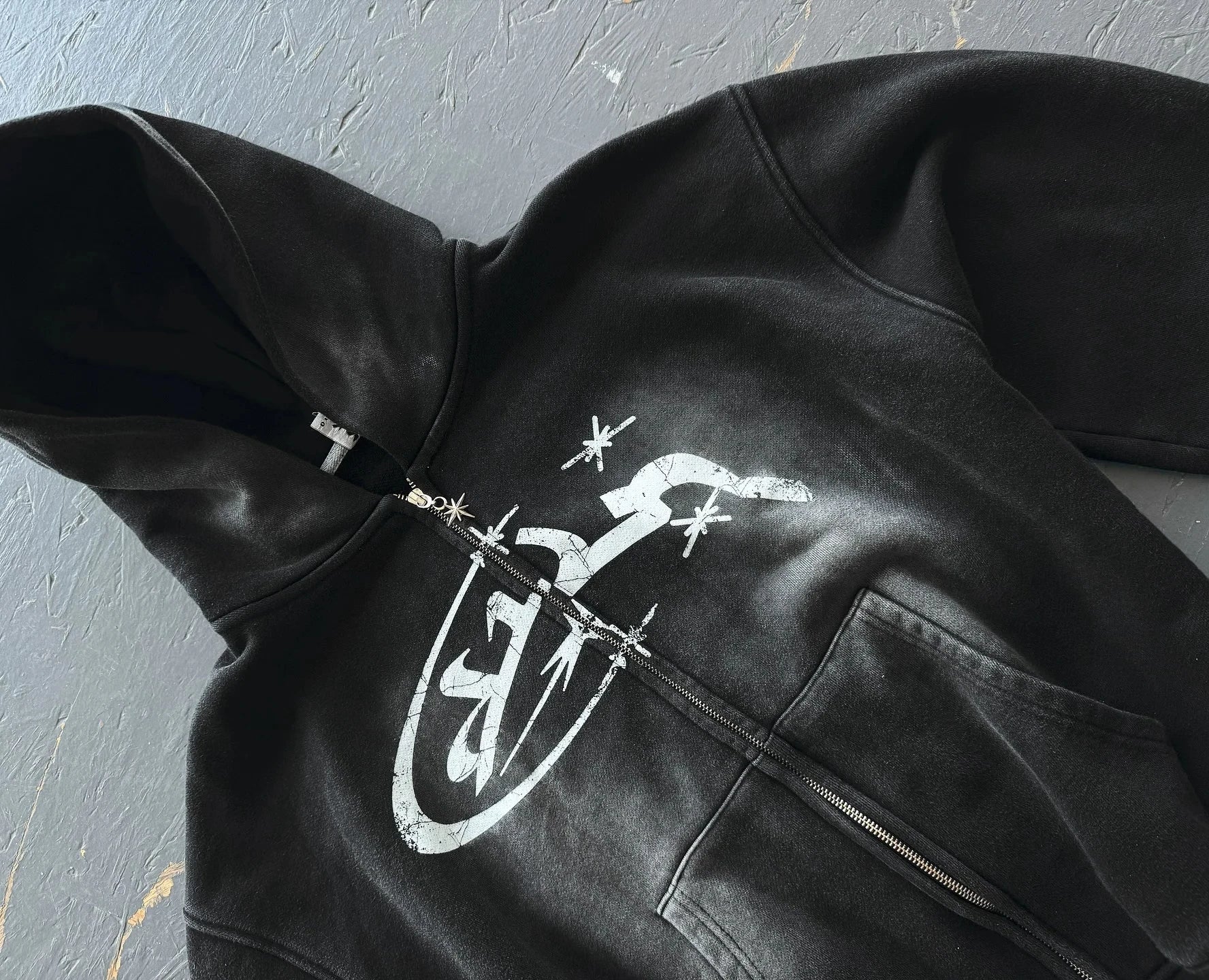 Fashion Vintage  Print Zip Up Hoodie Y2k New Harajuku Hip Hop Long Sleeve Coats Loose Hooded Sweatshirt Men and Women Streetwear