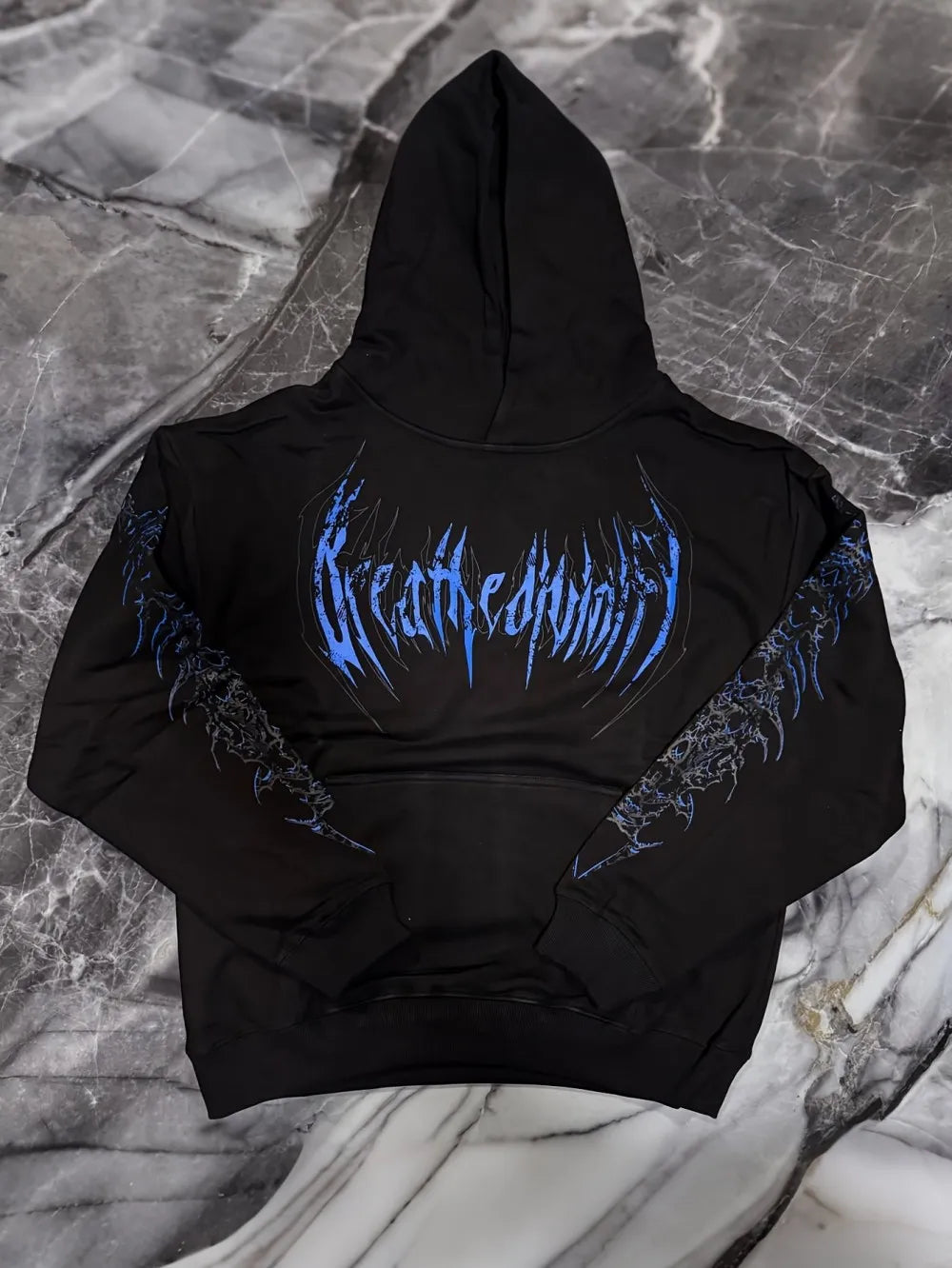 Fashionable men's autumn gym muscle training Gothic letter print soft and comfortable hooded sweatshirt outdoor street sports to
