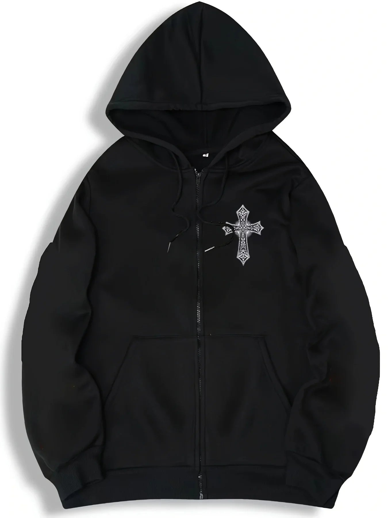 Unisex creative graphic print hooded zip-up sweatshirt stylish and versatile loose fit trendy sweatshirt