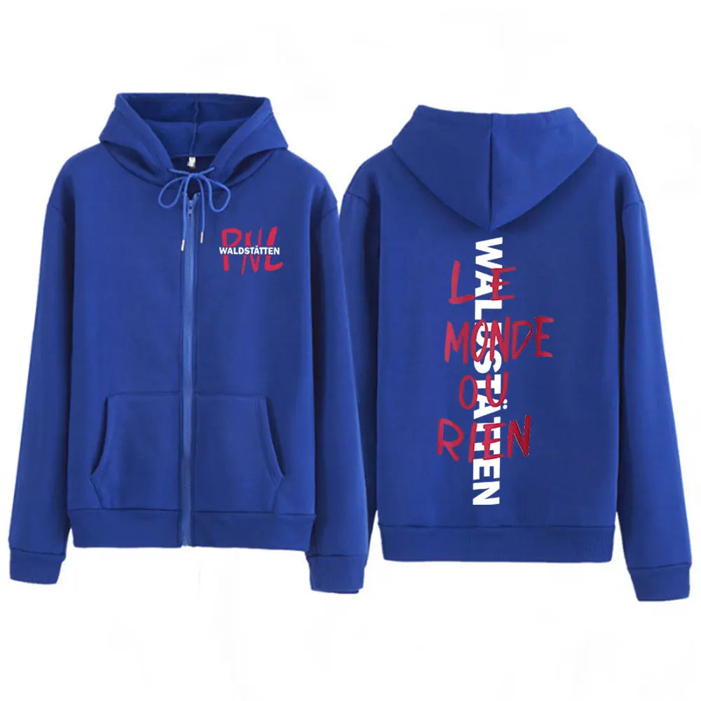 Rapper PNL Que La Famille Le Monde Chico Album Zipper Hoodies Men's Women Fashion Hip Hop Long Sleeve Zip Up Sweatshirts Jackets