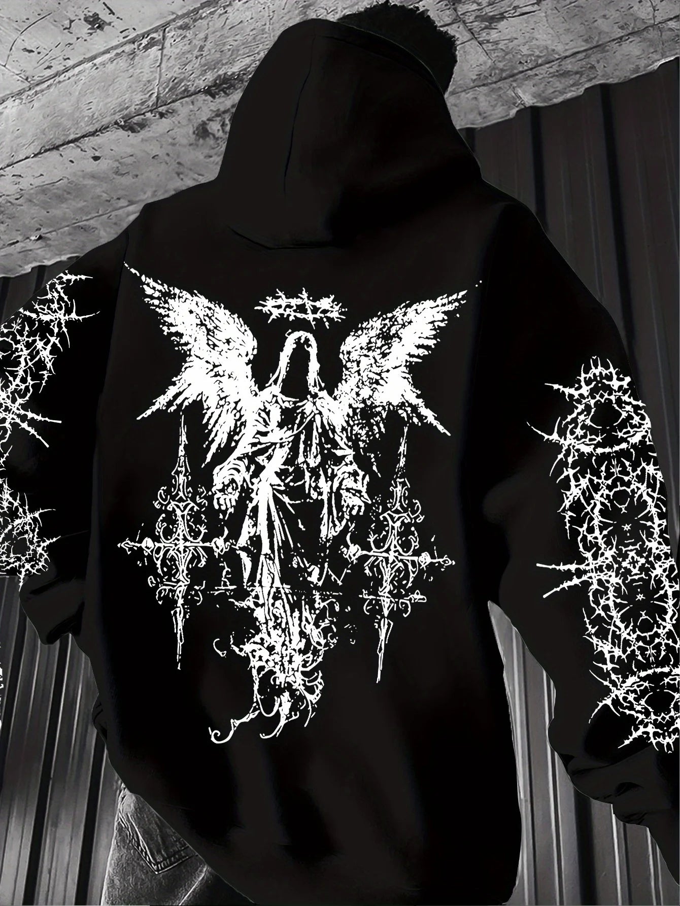 Gothic Style Angel Print Hoodies Men Women Outdoor Street Casual Sport Trend Hip-hop Couple Long-sleeve Autumn Winter Sweatshirt