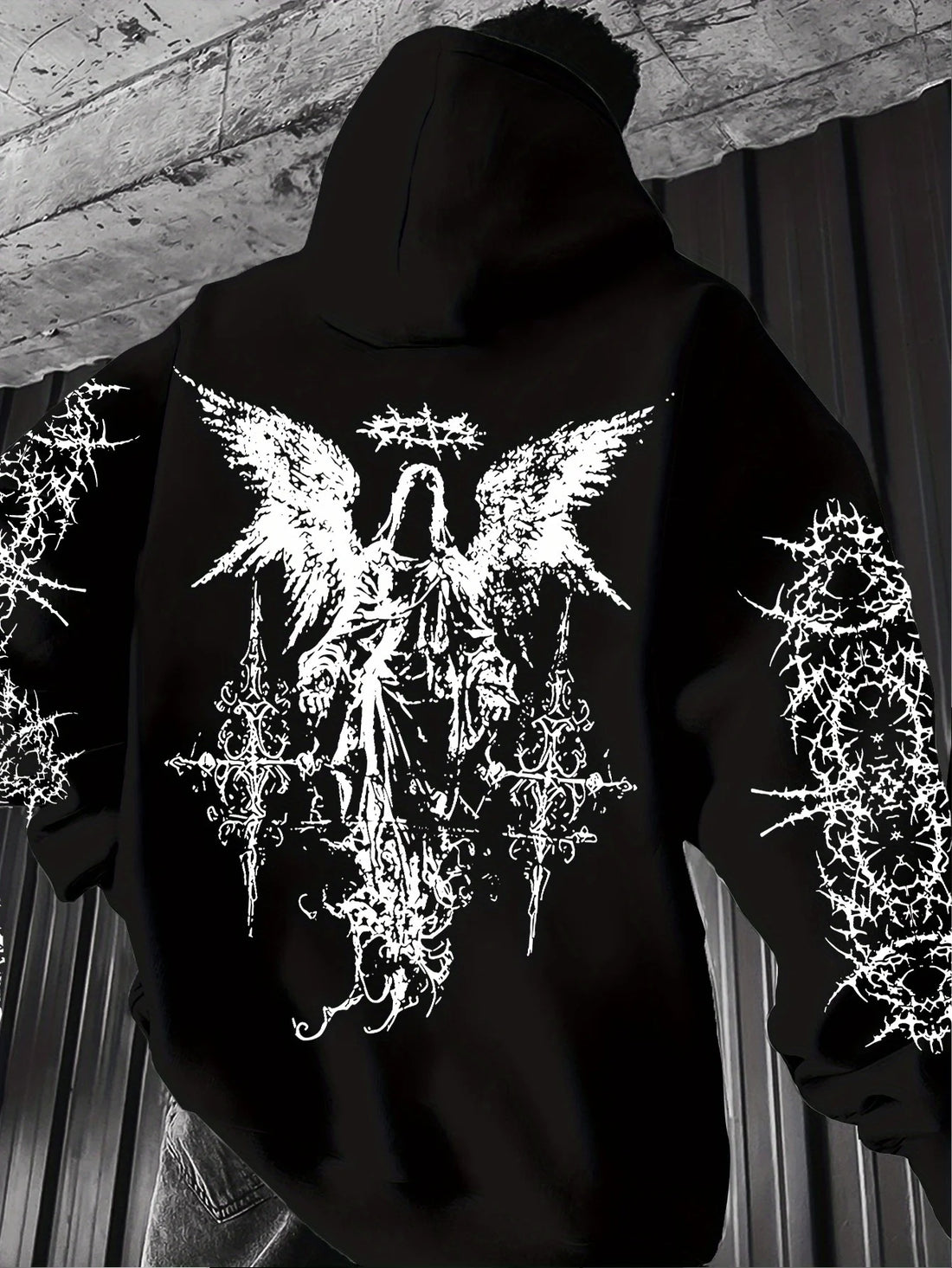 Gothic Style Angel Print Hoodies Men Women Outdoor Street Casual Sport Trend Hip-hop Couple Long-sleeve Autumn Winter Sweatshirt