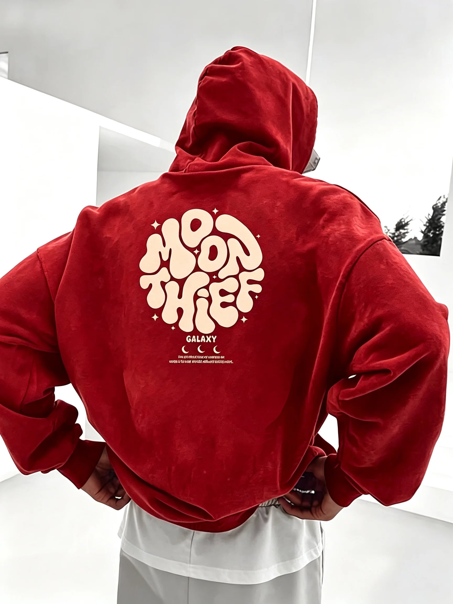 Men Autumn Winter Fleece Lined Hoodie Fashion Graphic Print Sleeve Sweatshirt Casual Sports Versatile Loose Hooded Pullover Tops