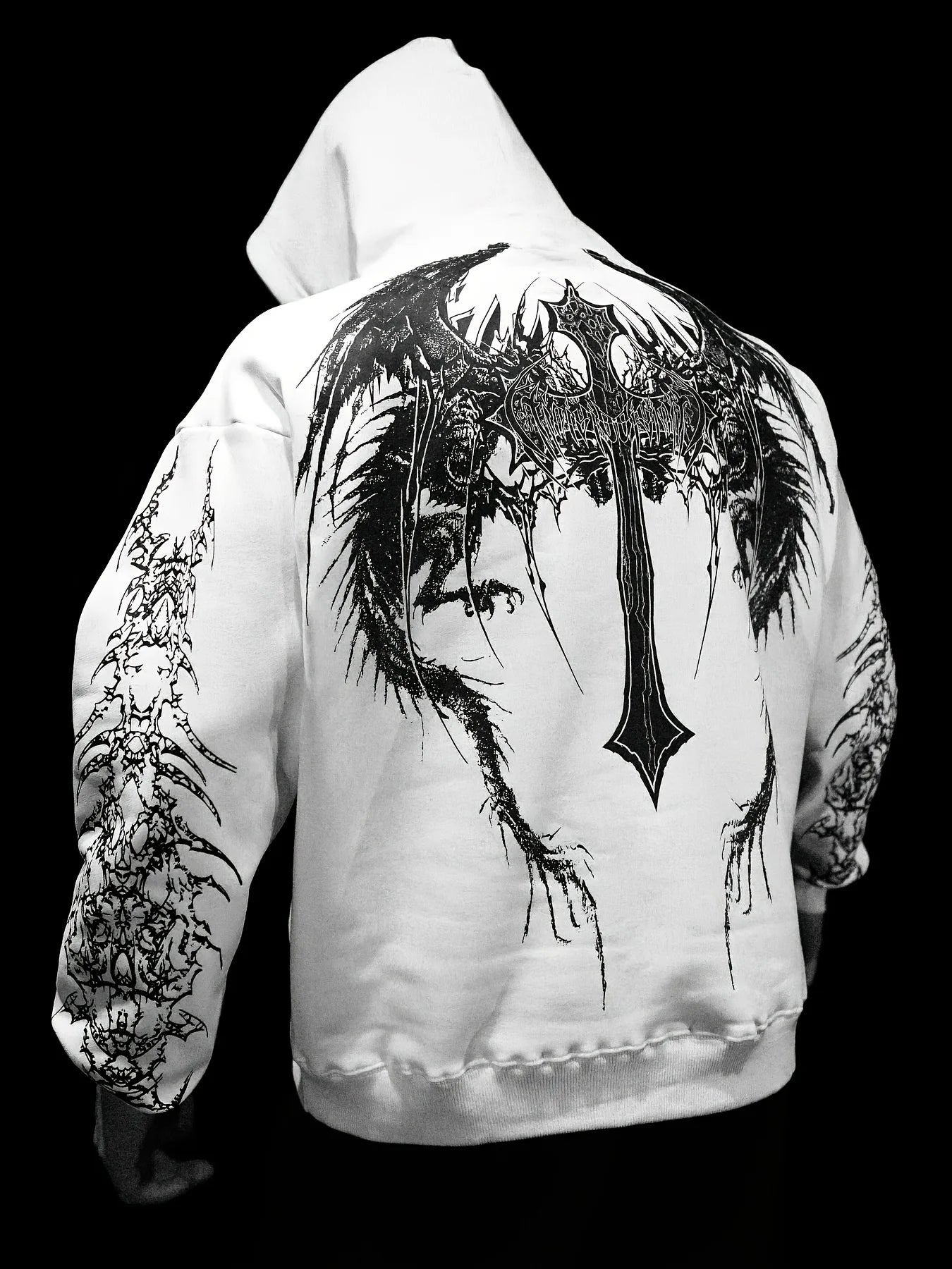 Fashionable men's autumn gym muscle training Gothic letter print soft and comfortable hooded sweatshirt outdoor street sports to