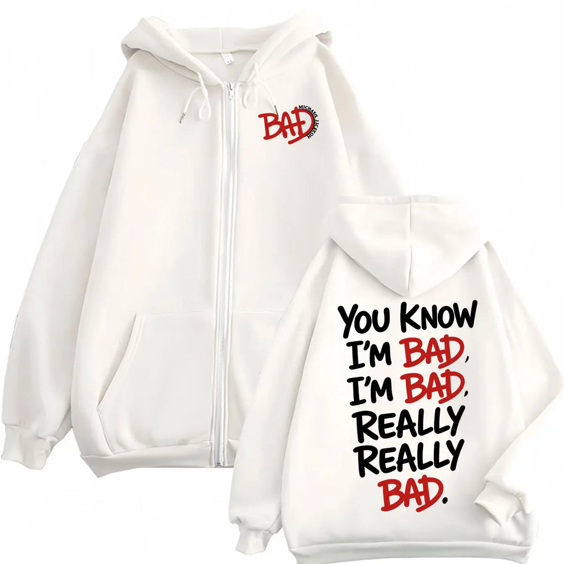 King of Pop Michael Jackson Bad Tour Zip Up Hoodies Men Women Harajuku Fashion Jacket Sweatshirts Casual Fleece Zipper Pullovers