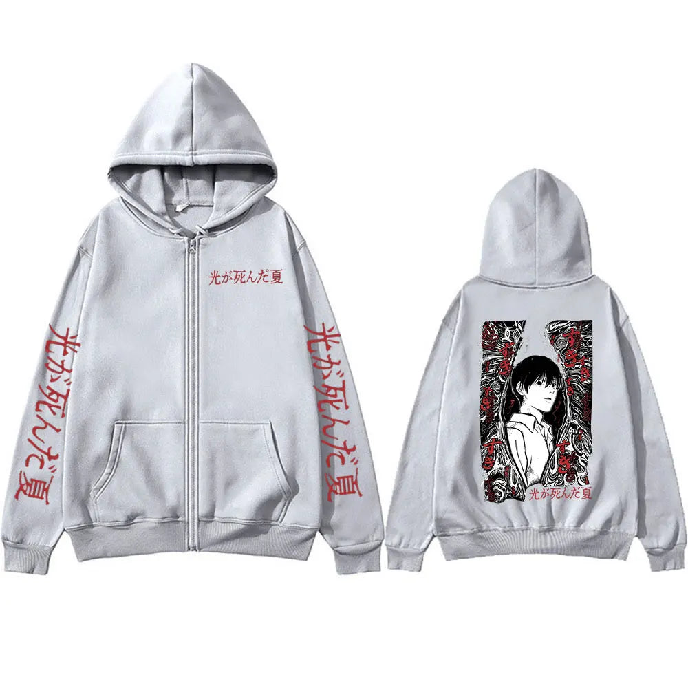 Anime The Summer Hikaru Died Zipper Hoodies MHikaru Yoshiki Manga Zip Up Hooded Sweatshirts Long Sleeves Pullovers Jackets Coats