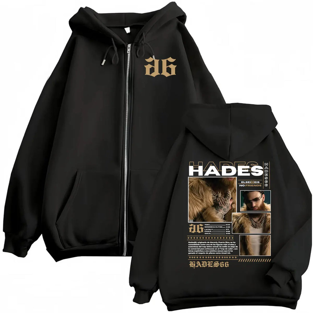 Hades66 Make Money Not Friends Zipper Hoodies Men's Hip Hop Pop Music Sweatshirts Jacket Coats High Quality Cozy Cardigan Hoodie