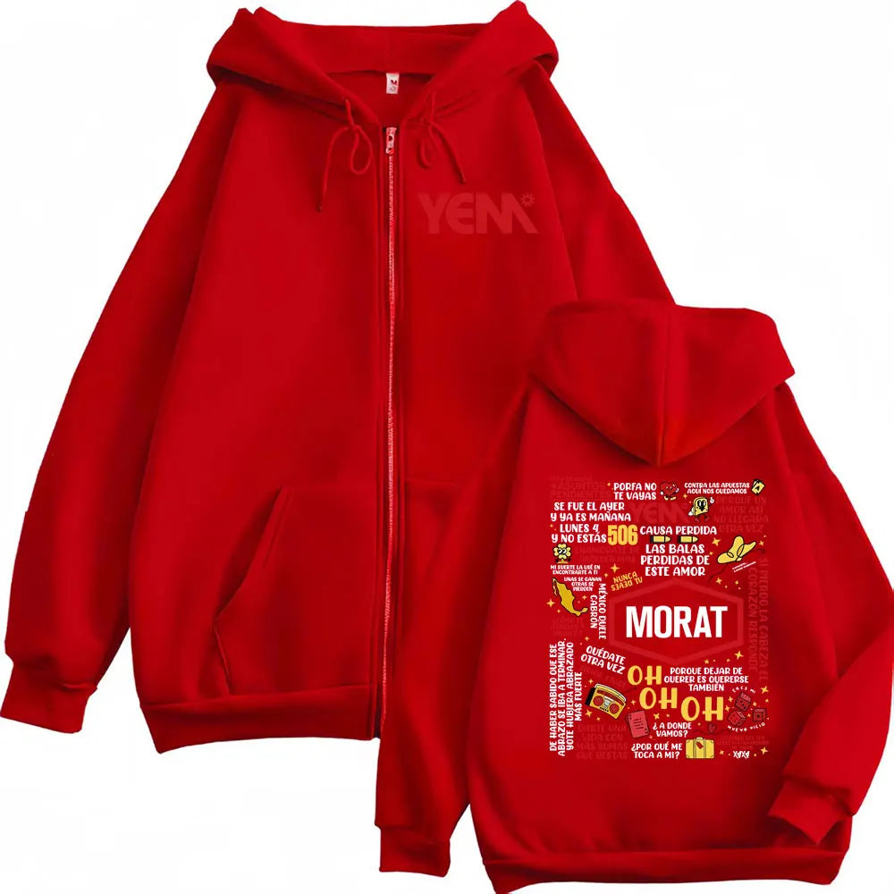 Band Morat Asuntos Pendientes Yem Printed Zip Up Hooded Sweatshirts Men Women Fashion Vintage Comfort Zipper Hoodie Coats Jacket