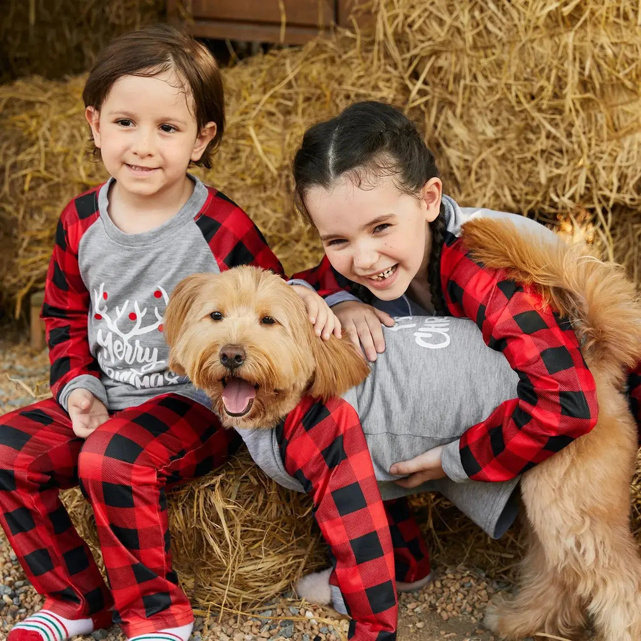 Christmas Family Pajamas Set for Grandpa Grandma Dad Mom Daughter Son Elk Print Tops Plaid Pant Home Matching Clothes Outfits
