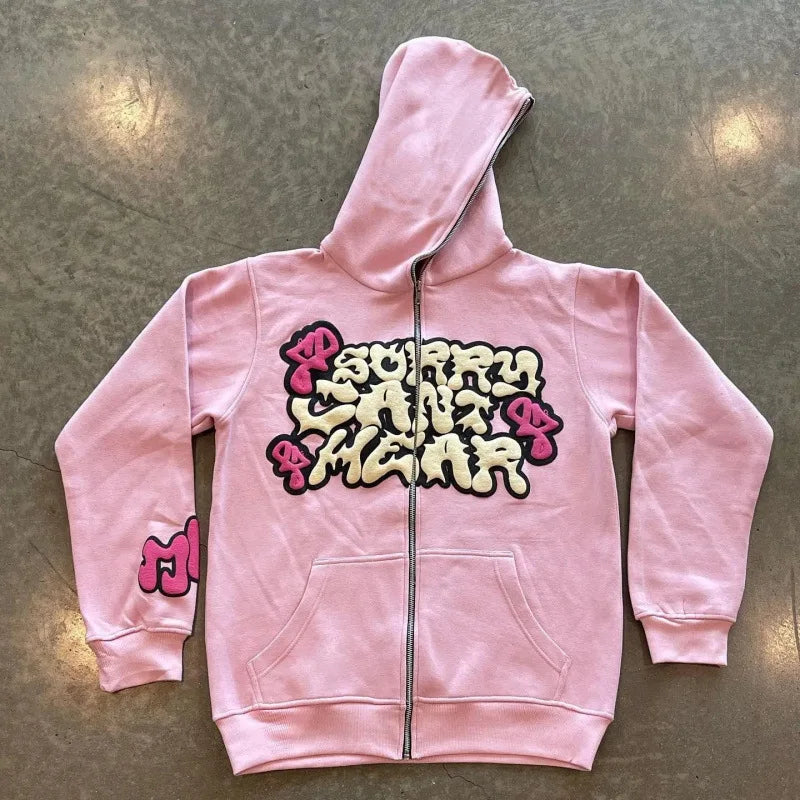 American Retro Star and Letter Printed Zip-up Hoodies Y2K Women / Men Spring Autumn Section Lazy Fashion Street Cardigan Jacket